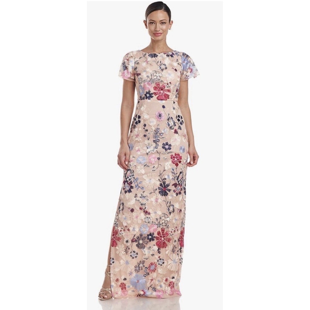 JS Collections Magnolia Pleat Sleeve Gown Size 6 Floral